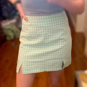 Gingham Split Skirt